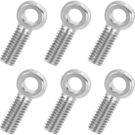 6 Pcs Boulon à Œil M6x20mm Boulon à Œillet de Levage pour Balancement d'Épaule, Vis Filetage Complet en Acier Inoxydable 304, Filetage Métrique Trou Coulissant, Couleur Argentée (1/5)
