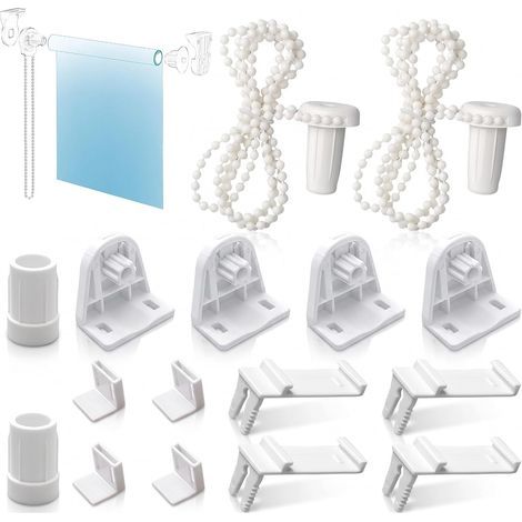 2 Sets Roller Blind Mechanism Sets,Roller Blind Accessory Set,Roller Blind Brackets,Blind Fixation No Drilling Blind Fixation,Roller Blind Fixation (1/5)