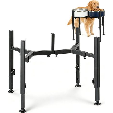 Gamelle surélevée pour chien - Avec hauteur et largeur réglables - Avec support en métal - Gamelle surélevée pour chiens de grande taille et moyenne - Support uniquement (1/5)