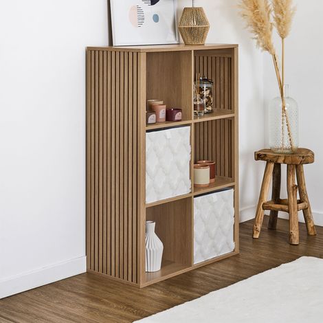 Étagère - HOME DECO FACTORY - Klaus - Modulable - 6 Cases - Marron
