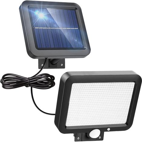 Foco solar para exteriores con sensor de movimiento - 56 LED, IP65, resistente al agua - Luz fría de 6500 K - Cable de 5 m (1/5)