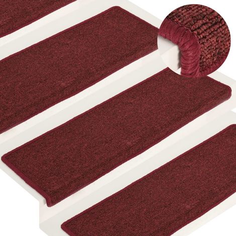 Tapis d'escalier 15 pcs,Marchettes d'escalier,Protections d'escalier 65x21x4 cm Rouge mat DVNEI645015 (1/5)