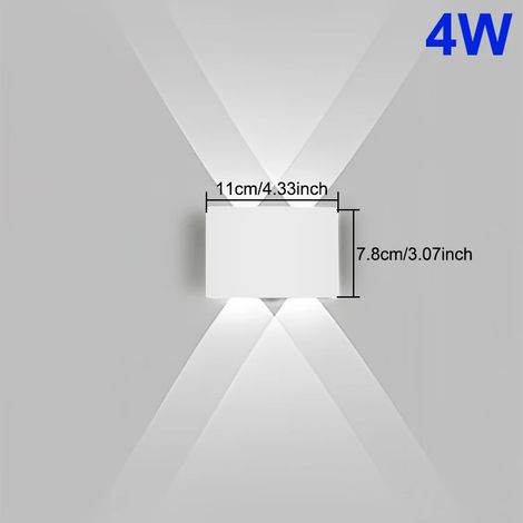 Applique murale LED (blanc 3000K, 4W) étanche, éclairage extérieur orientable vers le haut et vers le bas, lampe de chevet décorative. (1/5)
