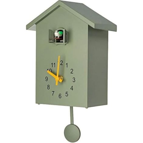 Skandinavische Wanduhr, Kuckuck im Fenster, kleine Vogeluhr für den Hausgebrauch.