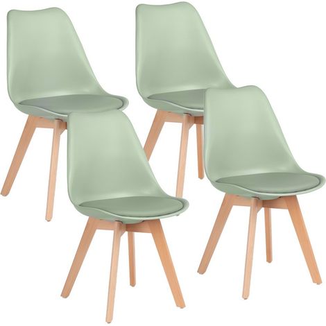 Set 4 sedie stile nordico gambe legno verde chiaro - Candice (1/5)