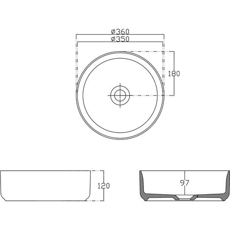 Sapho Isvea - Vasque à poser, diamètre 36 cm, sans trop-plein, blanc mat 10NF65036-2L (1/5)