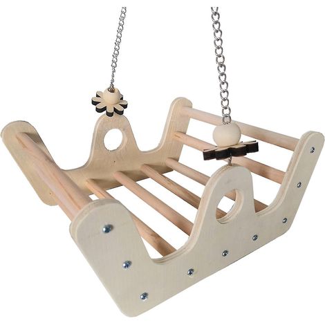 Perchoir balançoire en bois naturel pour perroquet, support de 18 cm, jouet à mâcher pour oiseaux de taille moyenne