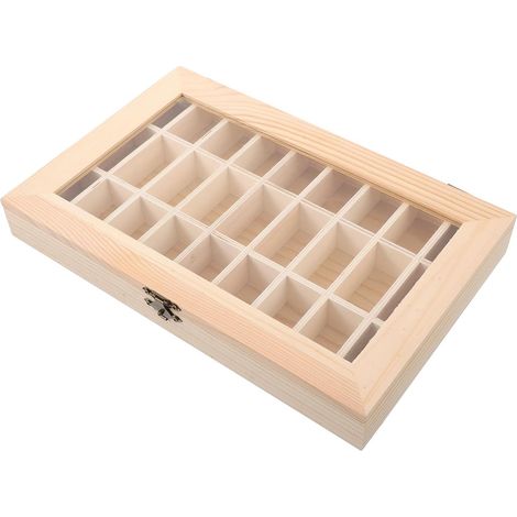 Boîte de Présentation pour Cristaux en Bois Massif Couvercle Transparent Vitrine à Compartiments pour Pierres Précieuses Coffret de Rangement pour Spécimens Minéraux pour (1/5)