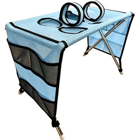 Lit de soin amovible en acier inoxydable pour petits chiens, anti-griffures et anti-morsures, bleu. (1/5)