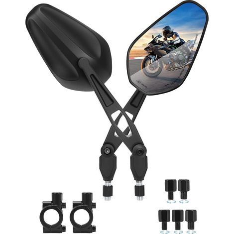 Motorrad Rückspiegel E-geprüft klappbar 360° drehbar M8/M10 universal für Roller ATV (1/5)