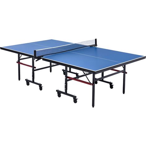 Table de ping-pong pour jeu de tennis de table professionnel, table de tennis de table pliable portable d'intérieur en MDF, avec filet à serrage rapide et roues verrouillables, plateaux de 18 mm (1/5)