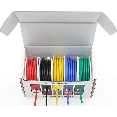 Fil électrique souple en silicone, fil de cuivre étamé multibrins 22 AWG, longueur 10 m (32,8 pi) (1/5)