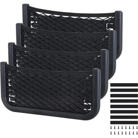 4 PCS Filet Rangement pour Voiture, 26 x 12 CM Filet de Rangement, Multifonctionnel Sac Pocket Organizer de Voiture (1/5)