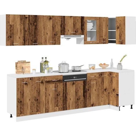 11-tlg. Küchenschrank-Set Lyon Altholz-Optik Holzwerkstoff
