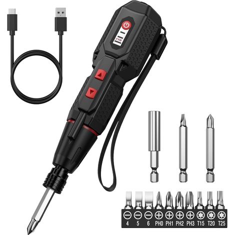 Electric screwdriver equipment, rechargeable type C cordless screwdriver set with 13 bits, 3 torque settings, two LED lights, repair tool (1/5)