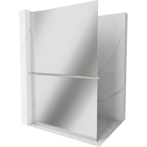 Mexen Kioto+ L Schermo doccia con mensola Walk-in 90 x 200 cm, specchio, nichel spazzolato - 800-090-123-97-50 (1/5)