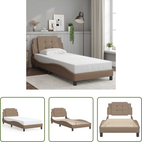 vidaXL Oreiller de tête - Cadre de lit sans matelas Zadar cappuccino 90x200 cm similicuir (1/5)