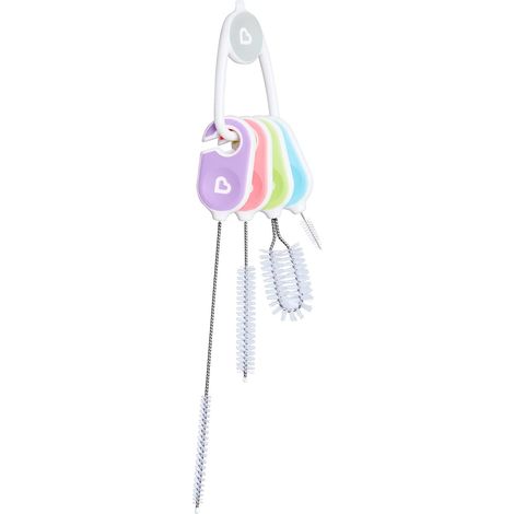 Munchkin Details Brush Set, Set di spazzole per la pulizia del bicchiere sippy, Spazzola per cannuccia, Spazzola per beccuccio, Spazzole per tappi e filetti, Confezione da 4 (1/5)