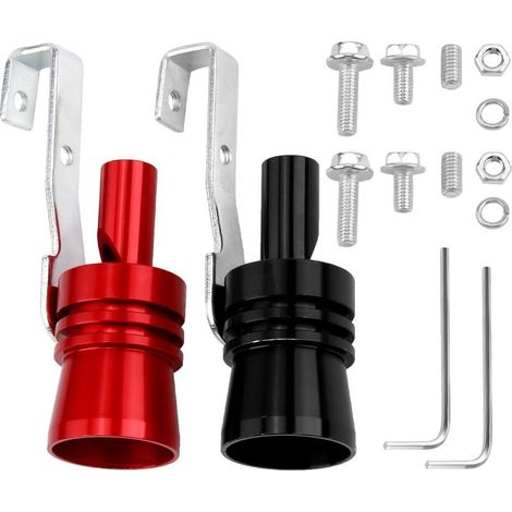 2 PCS, Sifflet de Voiture Turbo Sound XL, Sifflet Turbo d'Échappement en Aluminium, Turbo Sifflet Tuyau d'Échappement BOV Blow-off Simulator Valve, aux Voitures et Motos, Noir et Rouge (1/4)