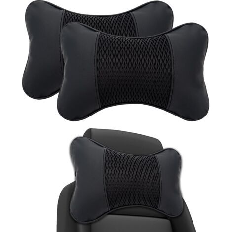 QORVA-Lot de 2 coussins de siège auto pour appui-tête et nuque (noir)