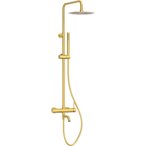 BALNEO Système de douche avec pommeau de pluie or Acier inoxydable  Mitigeur de douche avec douchette CASCADE (1/5)
