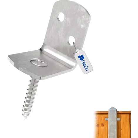 Supports de clôture en acier inoxydable 77 x 32 x 37 mm – Équerres de fixation en L – Connecteurs robustes pour clôture, pergola, tonnelle, charpente, abri de jardin – GeZu Impex (1/5)