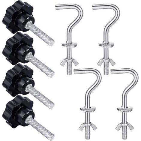 Kit di accessori per amaca da 8 pezzi, gancio per appendere resistente, filo di ricambio, pomello per l'altalena, base per ombrellone da giardino (argento) (1/4)