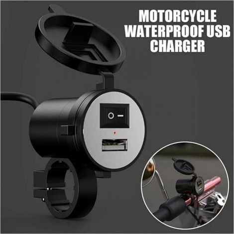 Wasserdichtes 12-V-USB-Motorradladegerät. Universelle Lenkerhalterung für Motorräder. Wasserdichtes USB-Motorradladegerät mit Schnellladefunktion (5 V/2,1 A) für GPS-Geräte und Mobiltelefone. (1/2)