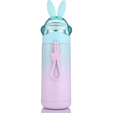 Reisebecher für Mädchen, niedliche isolierte Wasserflasche mit Hasenmotiv, auslaufsichere Vakuumflasche für Babys (12 ml).