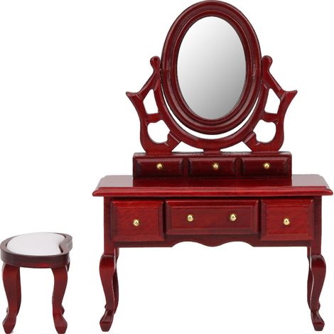 Mobilier de chambre miniature pour maison de poupée à l'échelle 1:12 - Coiffeuse réaliste (1/5)