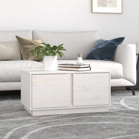 vidaXL Table basse Blanc 80x50x40 cm Bois massif de pin (1/5)