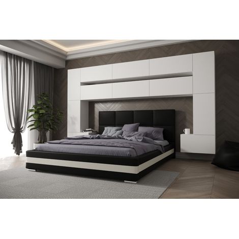 Tête de lit Armoire - pont de lit PANAMA 7/M/W/4-1C blanc mat 300x213x35cm