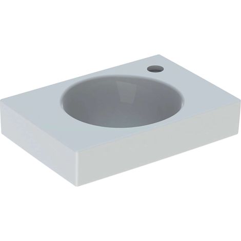 Lavamani Geberit Preciosa II, Bianco, 40x10,5x28cm, foro rubinetto a destra, senza troppopieno (1/4)