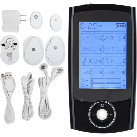 Stimulateur Musculaire Électrique TENS 16 Modes, Appareil de Massage Pulsé, 110‑240V Prise US (1/5)