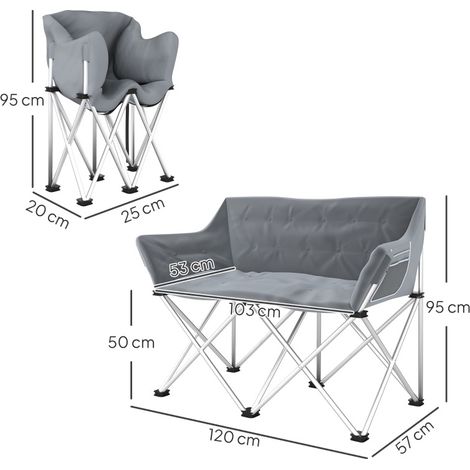 fauteuil chaise pliable 2 places 120 cm metal OKMYHOME (1/2)