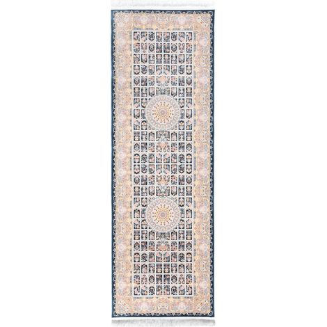 Tapis persan Khorshid - 200x100cm, Rectangular - 100% Acrylique - Tissé - Bleu foncé (1/4)