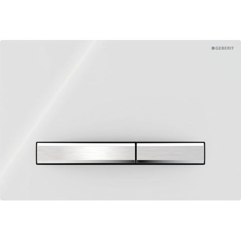 Plaque de commande compatible Geberit Sigma50 pour double chasse d'eau, couleur chrome métallique : chrome, blanc (115.788.11.2) (1/4)
