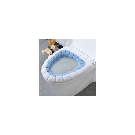 Tapis de toilette en fibre PAN souple et élastique, parfait pour une utilisation toute l'année (blanc et bleu)