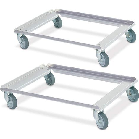 BRB Lot de 2 roulettes de transport en aluminium pour récipient (L x l) 800 x 600 mm, charge maximale : 250 kg