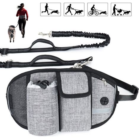 Correa manos libres para perros，Apta para perros de hasta 110 kg，Costuras reflectantes，Gris (1/5)