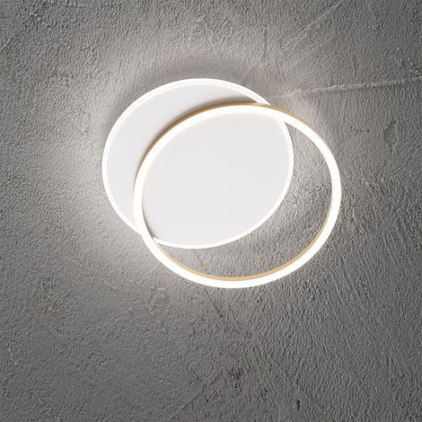 Plafoniera Moderna Orbita Metallo Bianco Oro Led 60W 3000K Dimmerabile Ip20 (1/2)