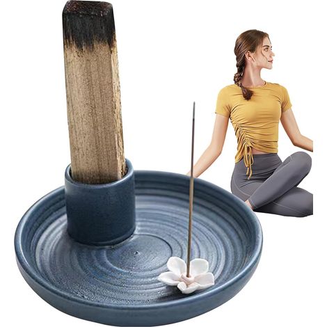Brûleur de Sauge, Support Santo,Brûleurs d'encens en céramique  Support bougeoir  Support de Sauge cendrier pour la décoration de la Maison, Porte-encens brûlant pour étagère de Bureau, Ta (1/5)