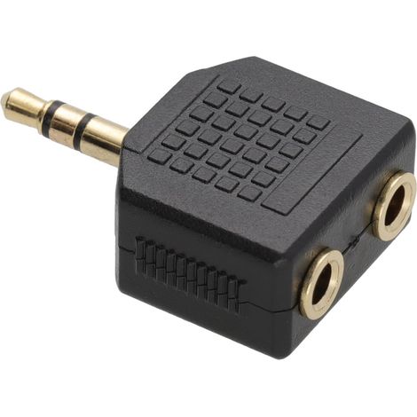 Adattatore splitter jack stereo da 3,5 mm, spina jack a doppia femmina placcata in oro