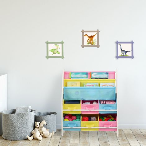 Libreria per bambini con 6 contenitori in tessuto