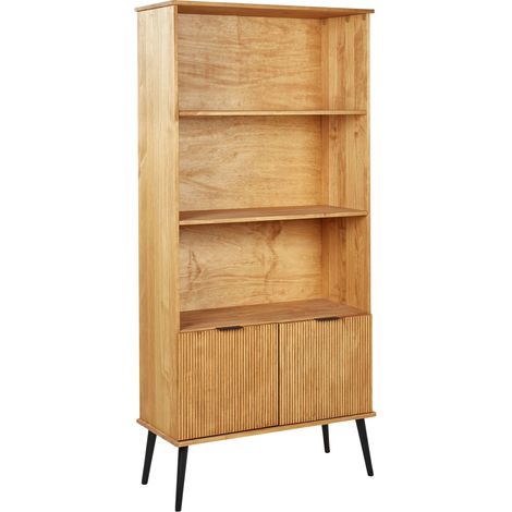 Libreria a scaffale in legno chiaro a 2 ante Timmins