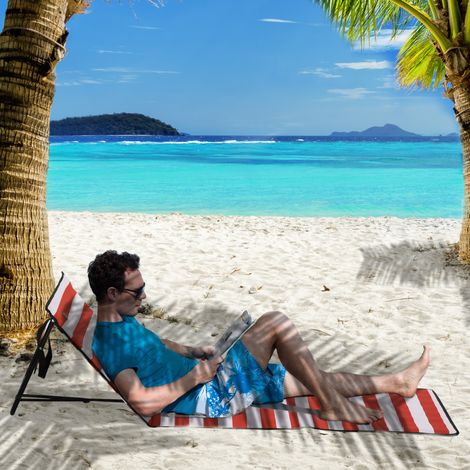 Lot de 2 transats de plage pliables réglables, rouge, 142x51x40cm, avec housse de transport, parfaits pour camping et bronzage