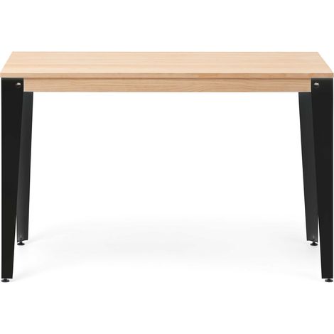 Mesa Lunds 140x60x75cm Negra en madera maciza de pino acabado natural estilo nórdico industrial Box Furniture