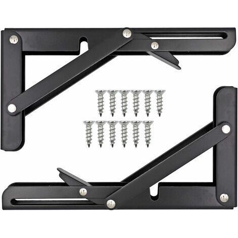 Support de fixation pliable en acier inoxydable – Robuste – Dimensions 20,5 x 10,8 cm – Pour étagères et établis (1/5)