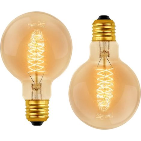 Ampoule Vintage Globe G80 E27 Dimmable 60W Blanc Chaud 2700K, 600lm, Ampoules de Décoration à Incandescence Rétro E27 Spirale Tungstène Filament Lampe, lot de 2 (1/5)