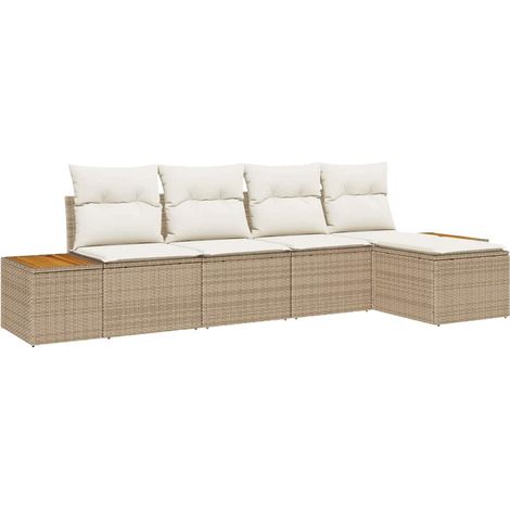 Garden Sofa Set with Cushion 5 pcs Beige Poly rattan vidaXL (1/5)